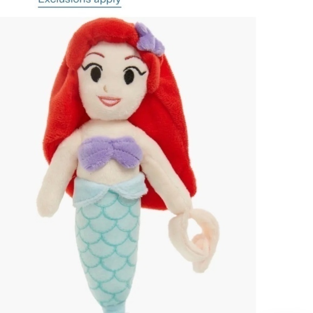 NOJO x Disney Ariel the Little Mermaid Stuffed Doll Plush Pacifier Buddy NWT